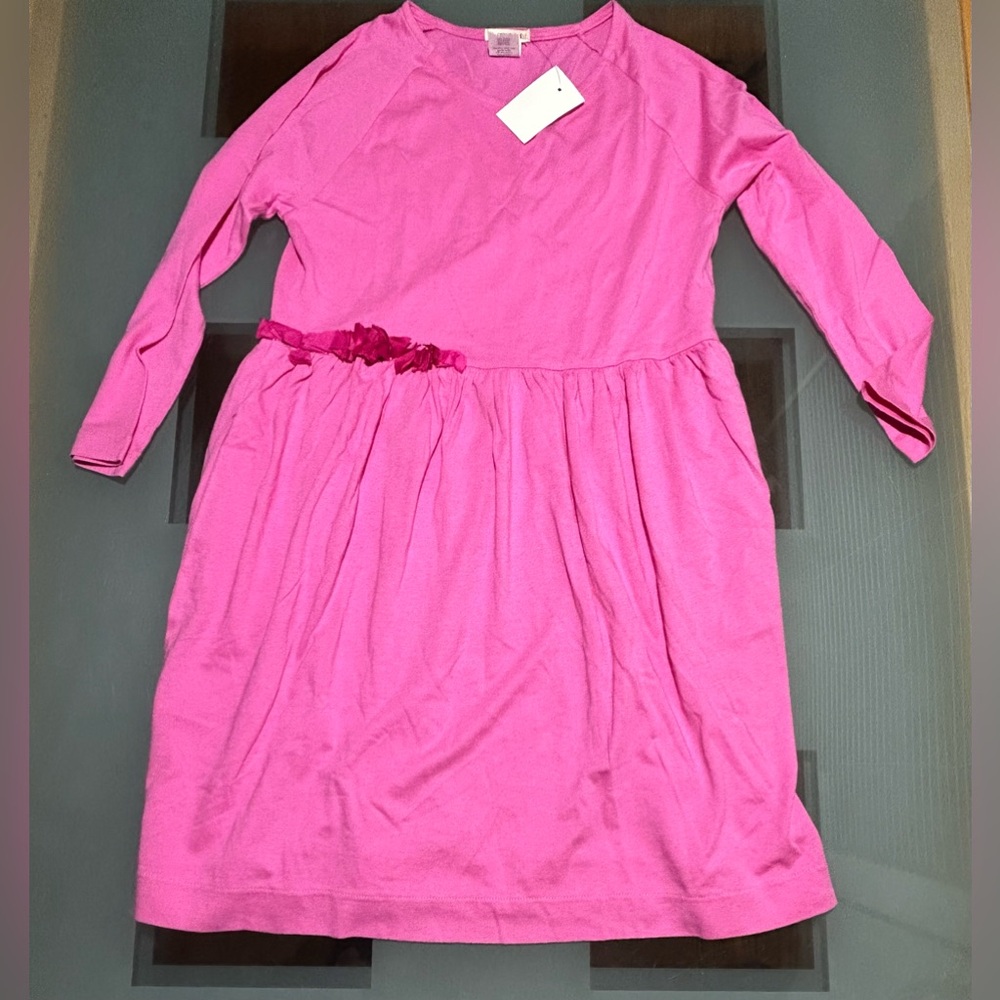 Crew Cuts Long Sleeve Pink Dress Size 12 Trim at Waist NWT